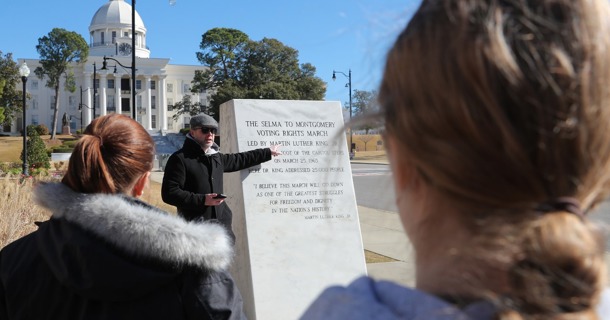UNK political science professor Chuck Rowling leads a field study experience focusing on civil rights issues in the Southern U.S. (Photo by Erika Pritchard, UNK Communications)   